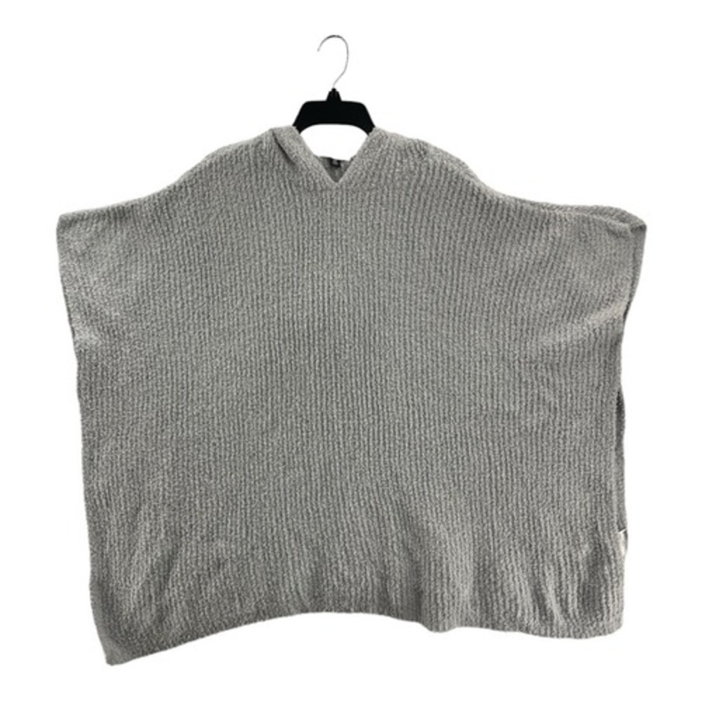 Charter Club Womens Poncho Sweater Gray Sleeveless Fuzzy Hooded One Size New